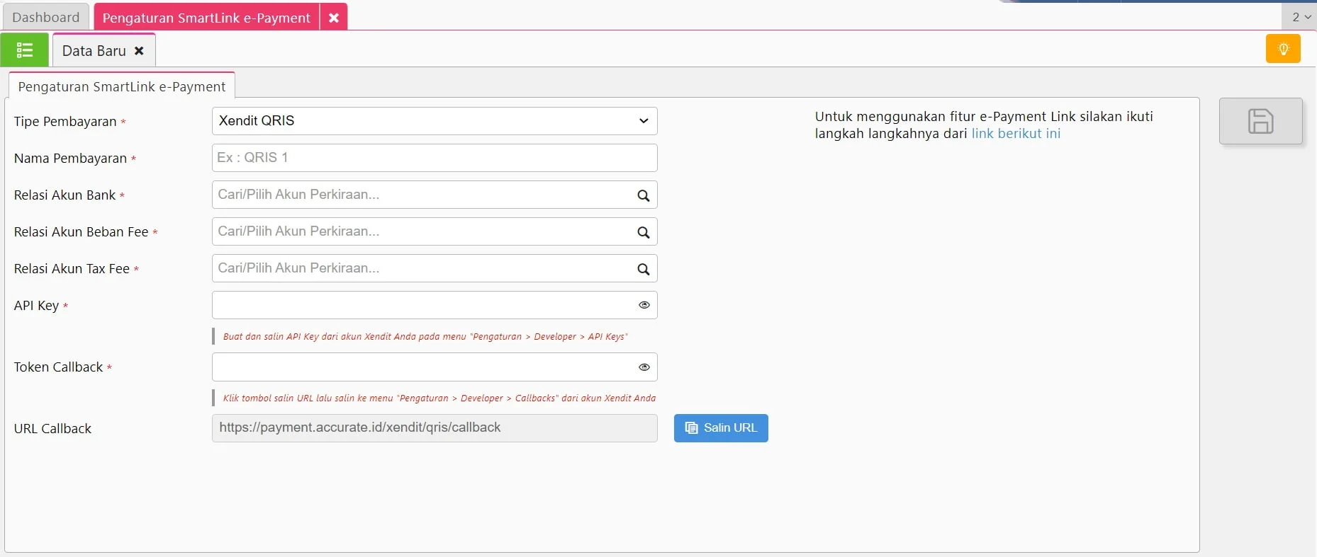 Pengaturan SmartLink e-Payment