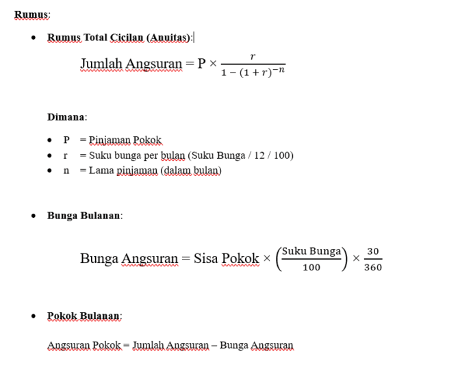 Perhitungan Suku Bunga Pada Pinjaman