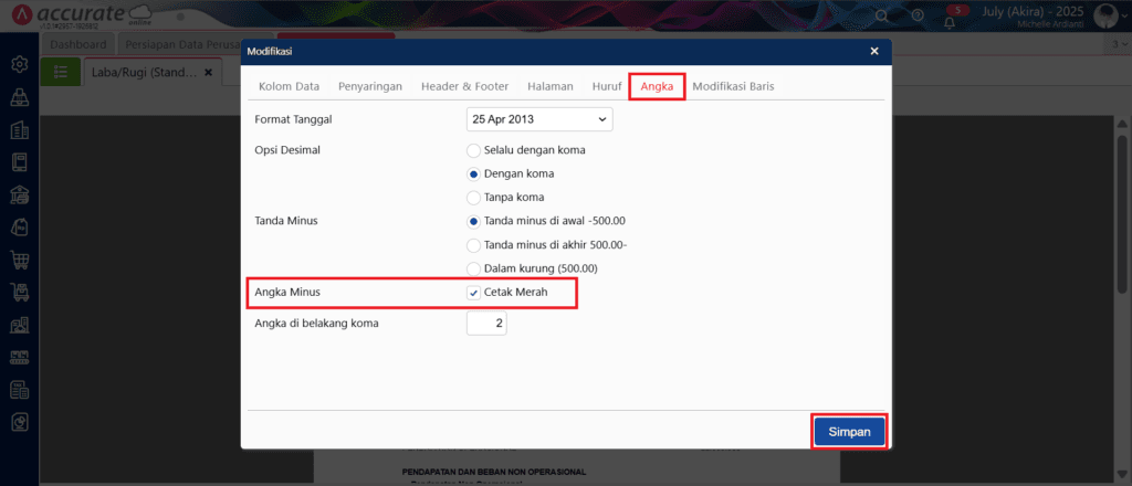 Nilai Minus pada Laporan Nilai Minus pada Laporan