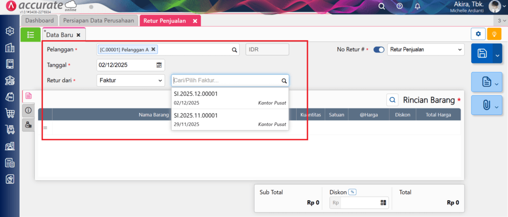 Cara Membuat Retur Penjualan