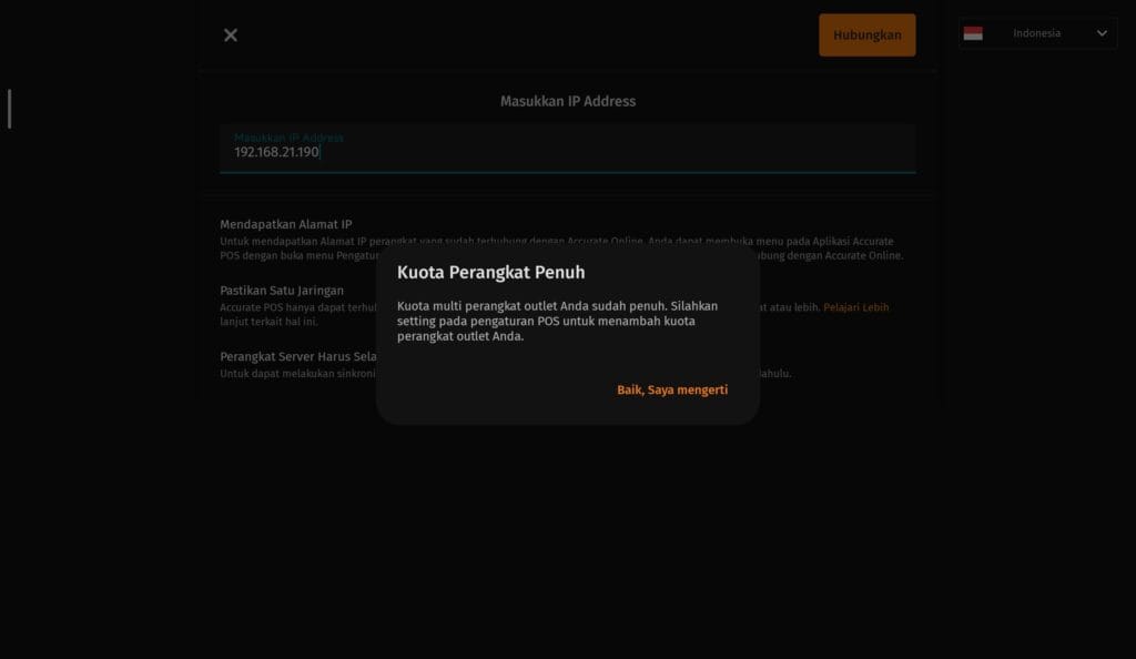 Tampil Notifikasi “Kuota Perangkat Penuh” Tampil Notifikasi “Kuota Perangkat Penuh”
