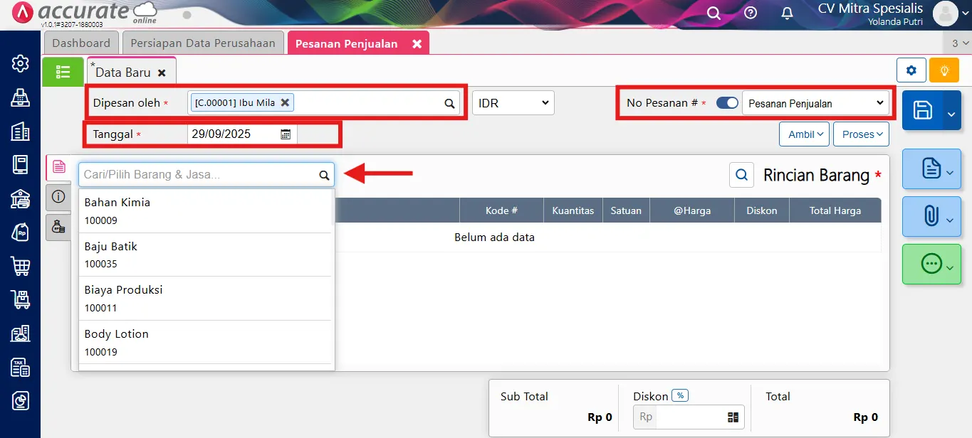 Pesanan Penjualan Accurate Online Pesanan Penjualan Accurate Online