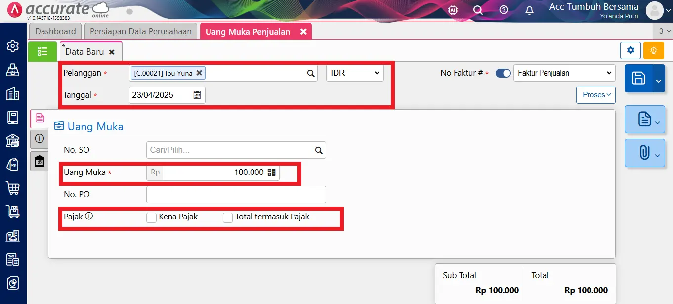 Memotong Invoice dari Uang Muka Memotong Invoice dari Uang Muka